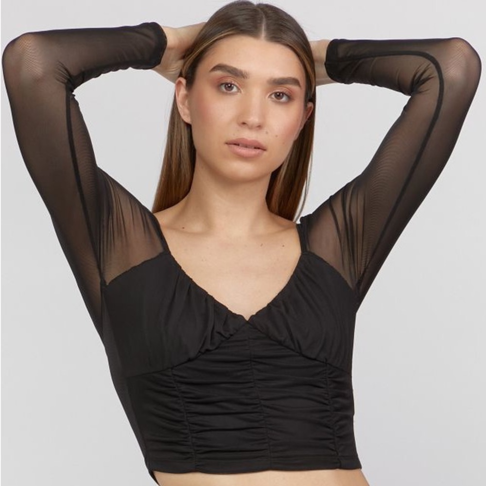 FOREVER 21 smocked mesh crop top NWT